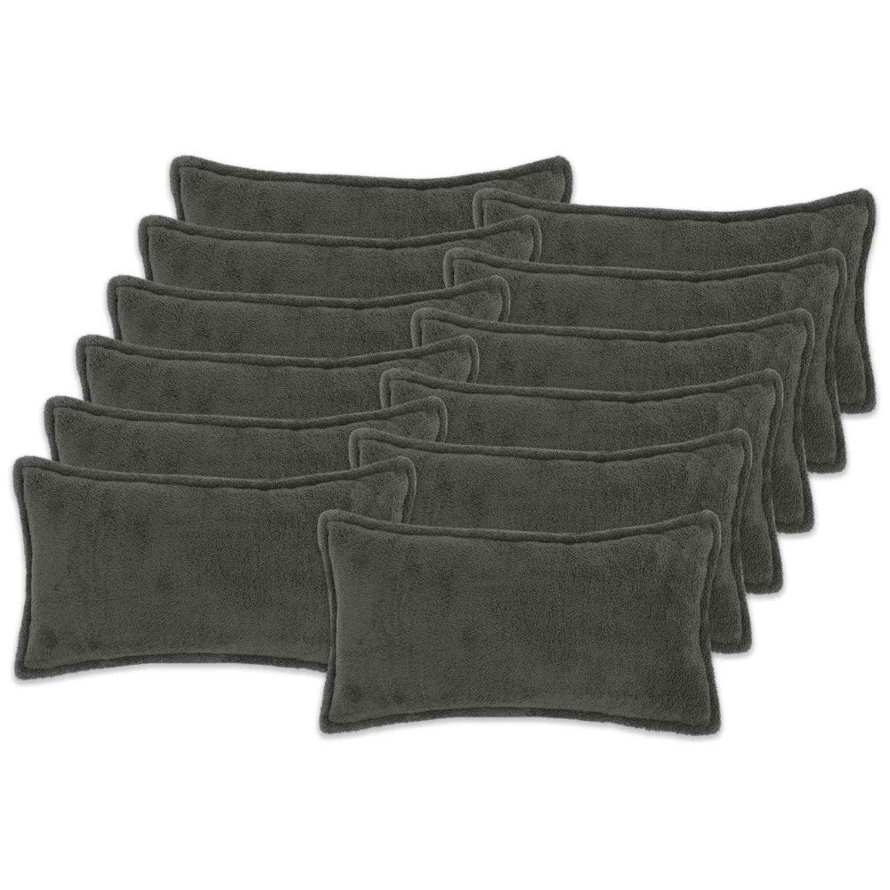 vidaXL Kuddöverdrag 12 st HOUTEN Mörkgrå 40 x 80 cm Bouclé