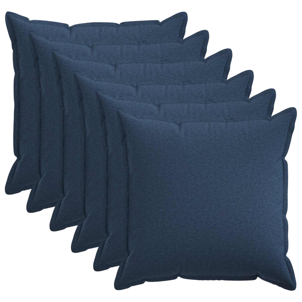 vidaXL Kuddöverdrag 6 st HOUTEN Blå 60 x 60 cm Faux Linne