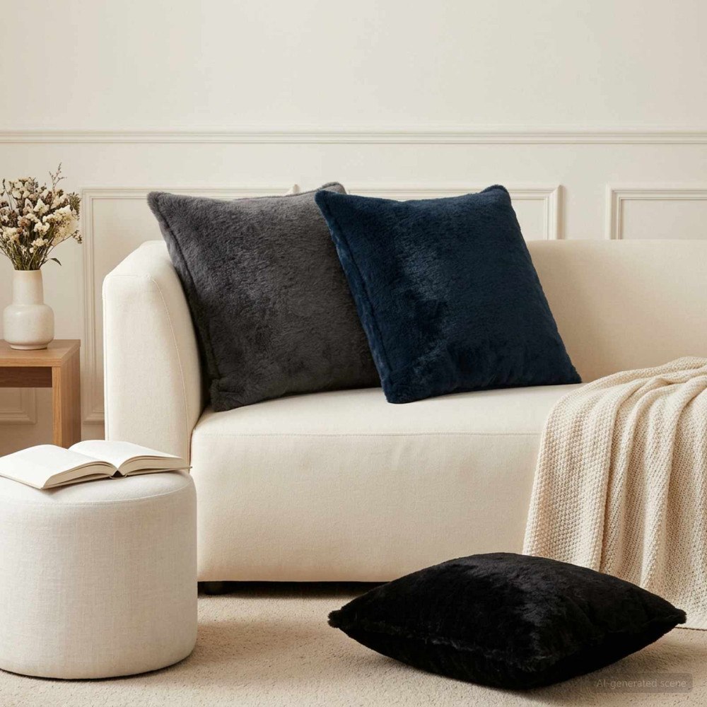 vidaXL Kuddöverdrag 2 st HOUTEN Mörkgrå 60 x 60 cm Faux Kaninpäls