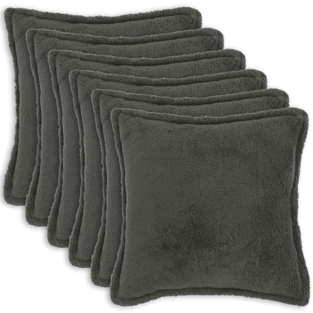 vidaXL Kuddöverdrag 6 st HOUTEN Mörkgrå 70 x 70 cm Bouclé
