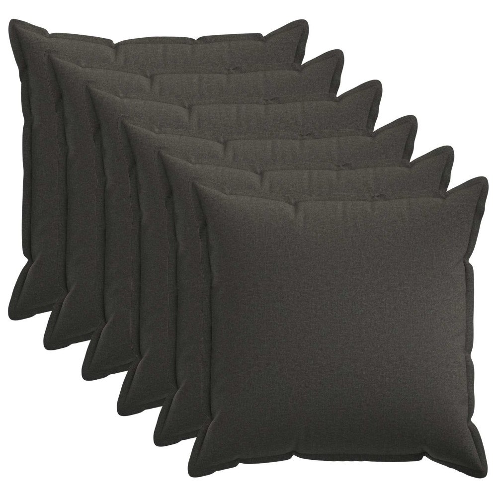 vidaXL Kuddöverdrag 6 st HOUTEN Mörkgrå 80 x 80 cm Faux Linne