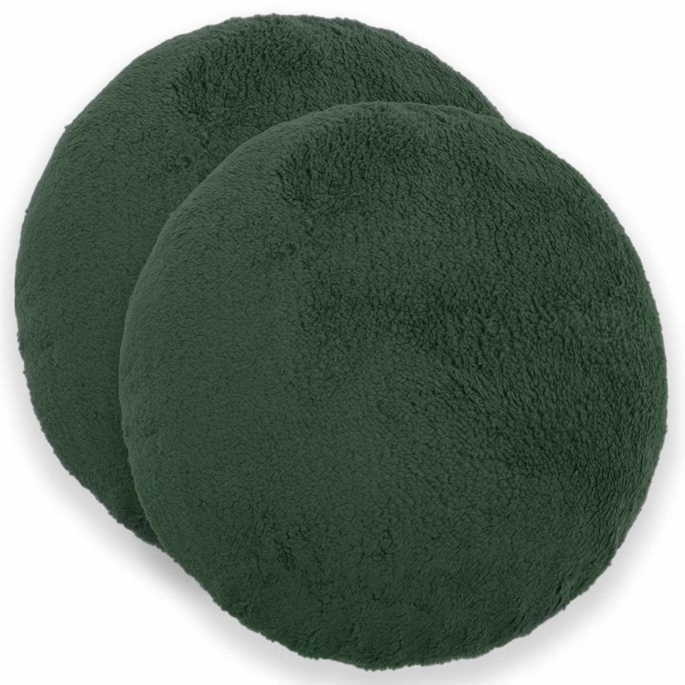 vidaXL Kuddöverdrag 2 st HEERLEN Mörkgrön Ø 30 cm Bouclé