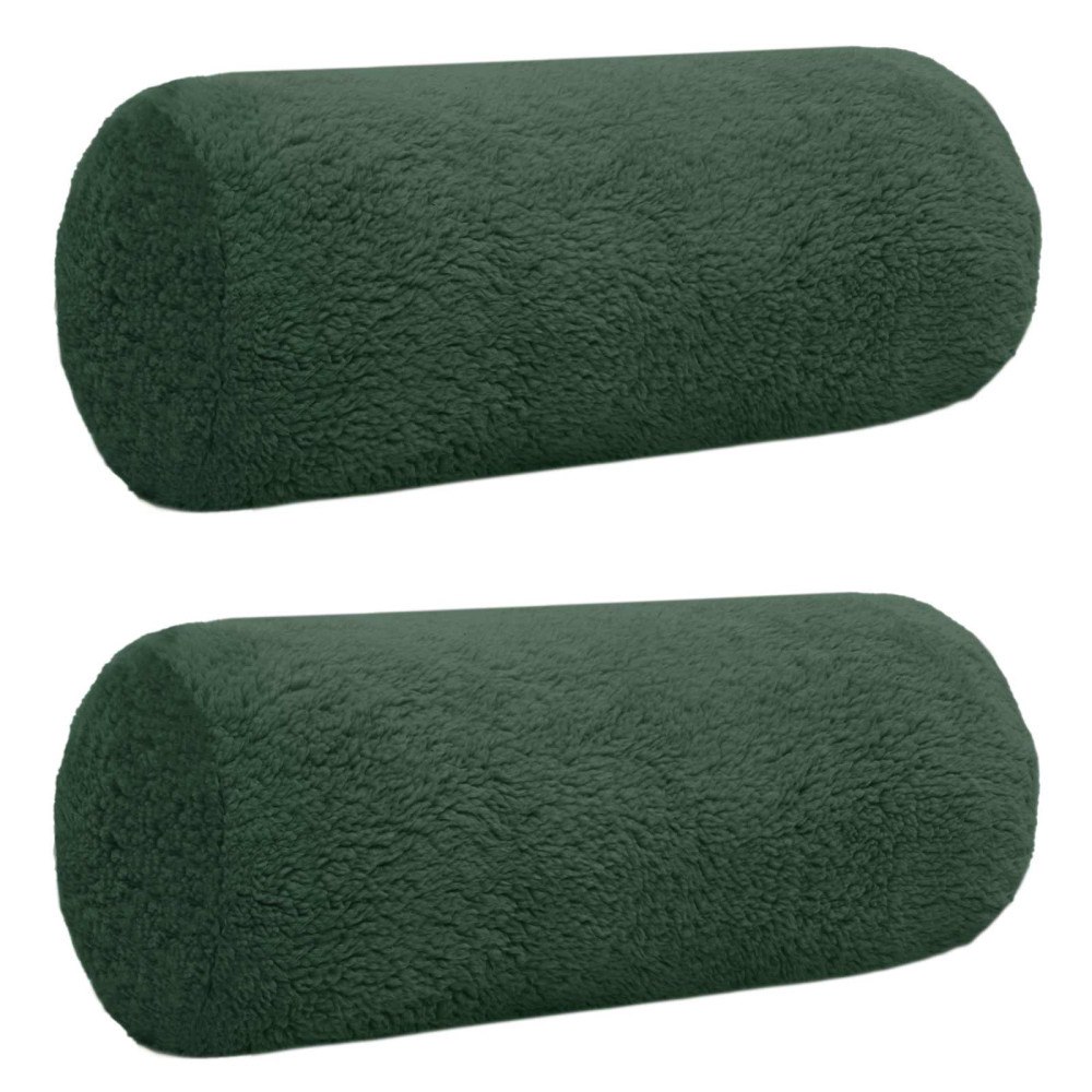vidaXL Kuddöverdrag 2 st HEERLEN Mörkgrön Ø 15 x 40 cm Bouclé