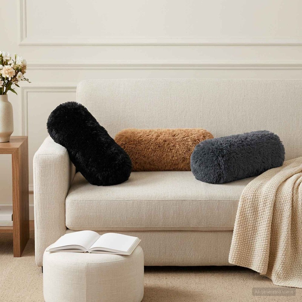 vidaXL Kudde 2 st HEERLEN Antracit Ø 15 x 40 cm PV Fleece