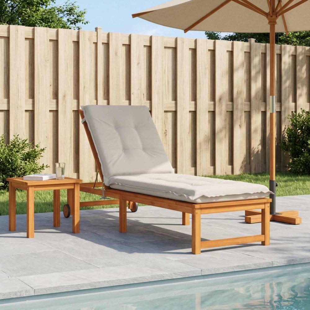 vidaXL Solstol Kudde GEMERT 100% Polyester Vit 190 x 50 x 9 cm