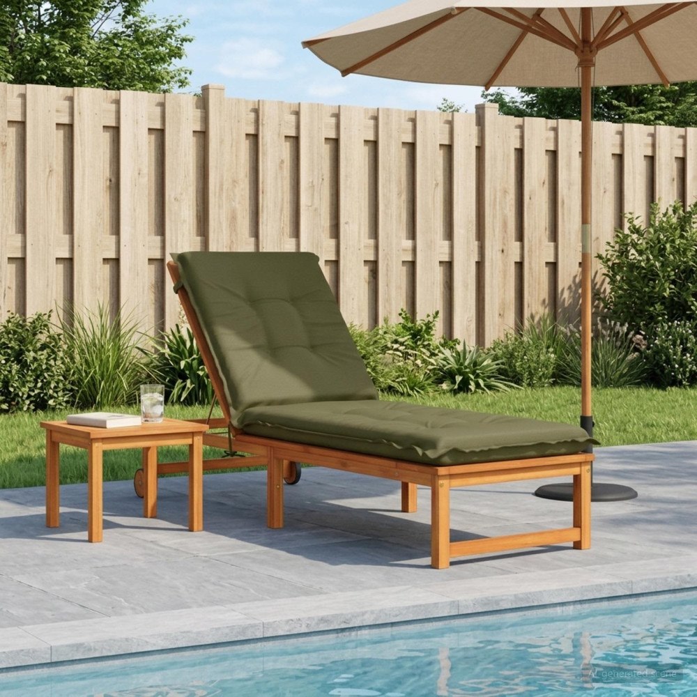 vidaXL Solstol Kudde GEMERT 100% Polyester Olivgrön 190 x 60 x 9 cm