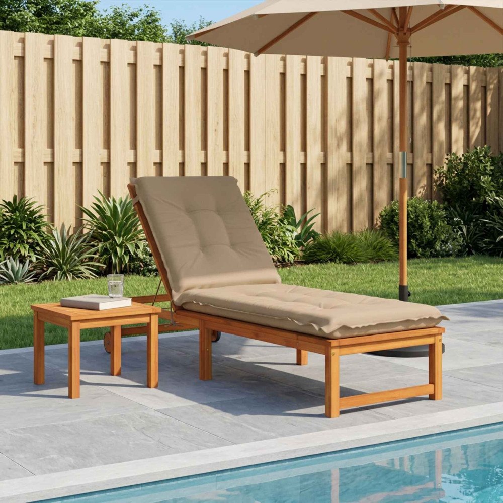 vidaXL Solstol Kudde GEMERT 100% Polyester Sand 190 x 60 x 9 cm