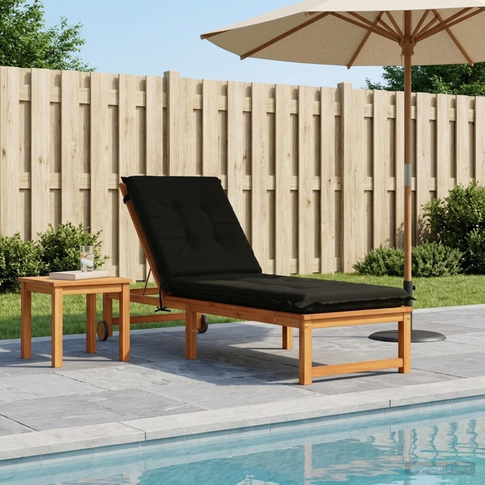 vidaXL Solstol Kudde GEMERT 100% Polyester Svart 190 x 60 x 9 cm