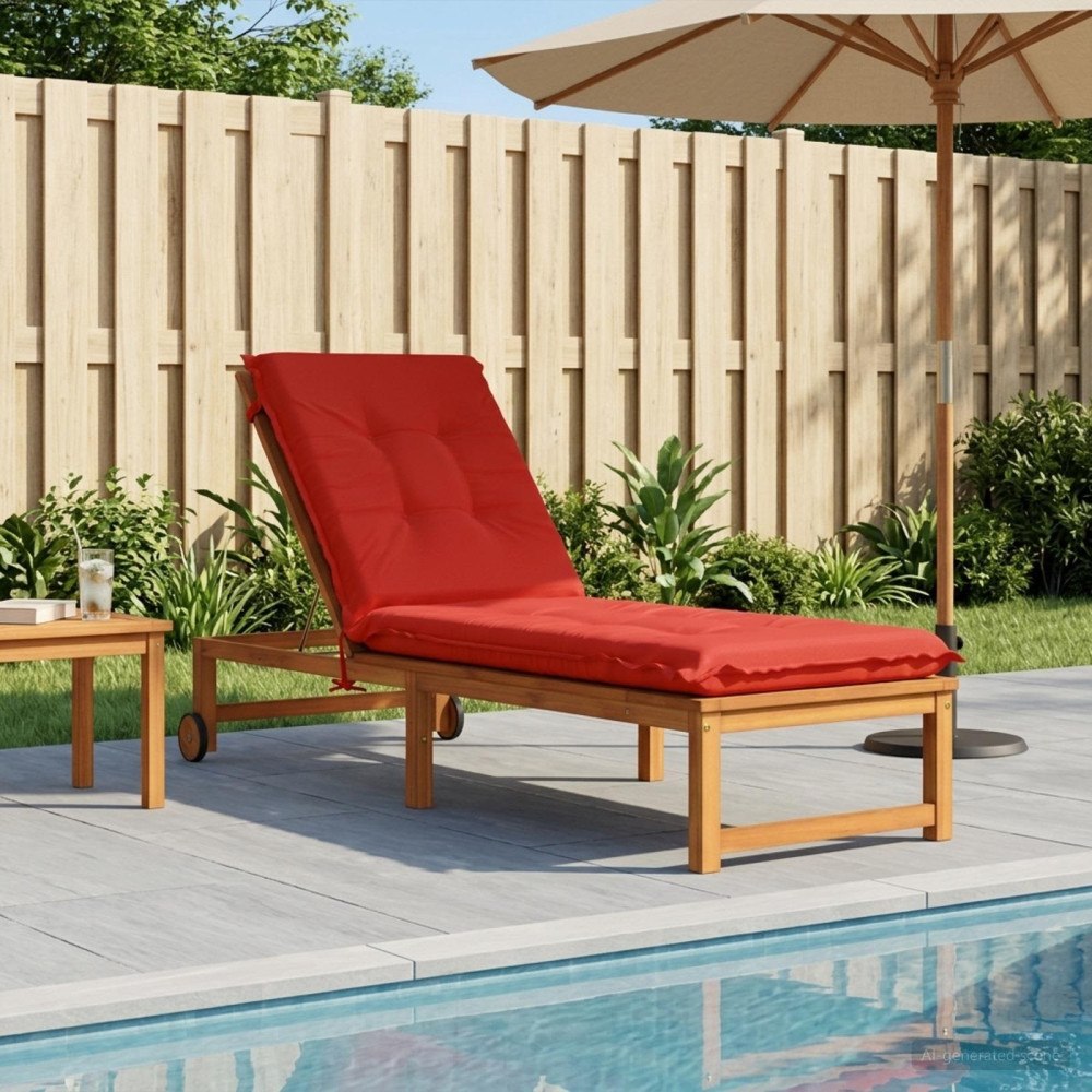 vidaXL Solstol Kudde GEMERT 100% Polyester Röd 190 x 60 x 9 cm