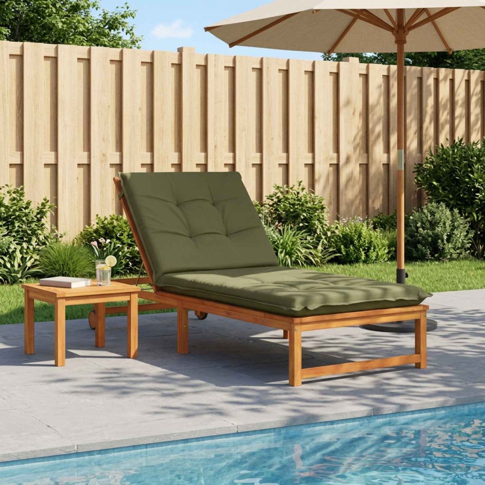 vidaXL Solstol Kudde GEMERT 100% Polyester Olivgrön 190 x 80 x 9 cm