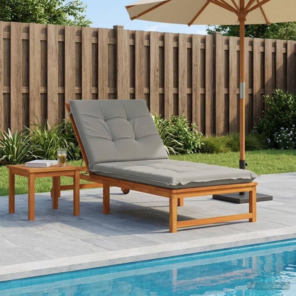 vidaXL Solstol Kudde GEMERT 100% Polyester Grå 190 x 80 x 9 cm