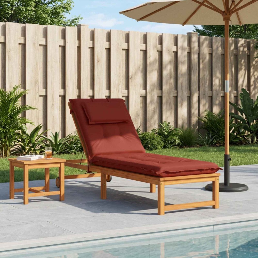 vidaXL Solstol Kudde GEMERT 100% Polyester Röd 190 x 50 x 9 cm