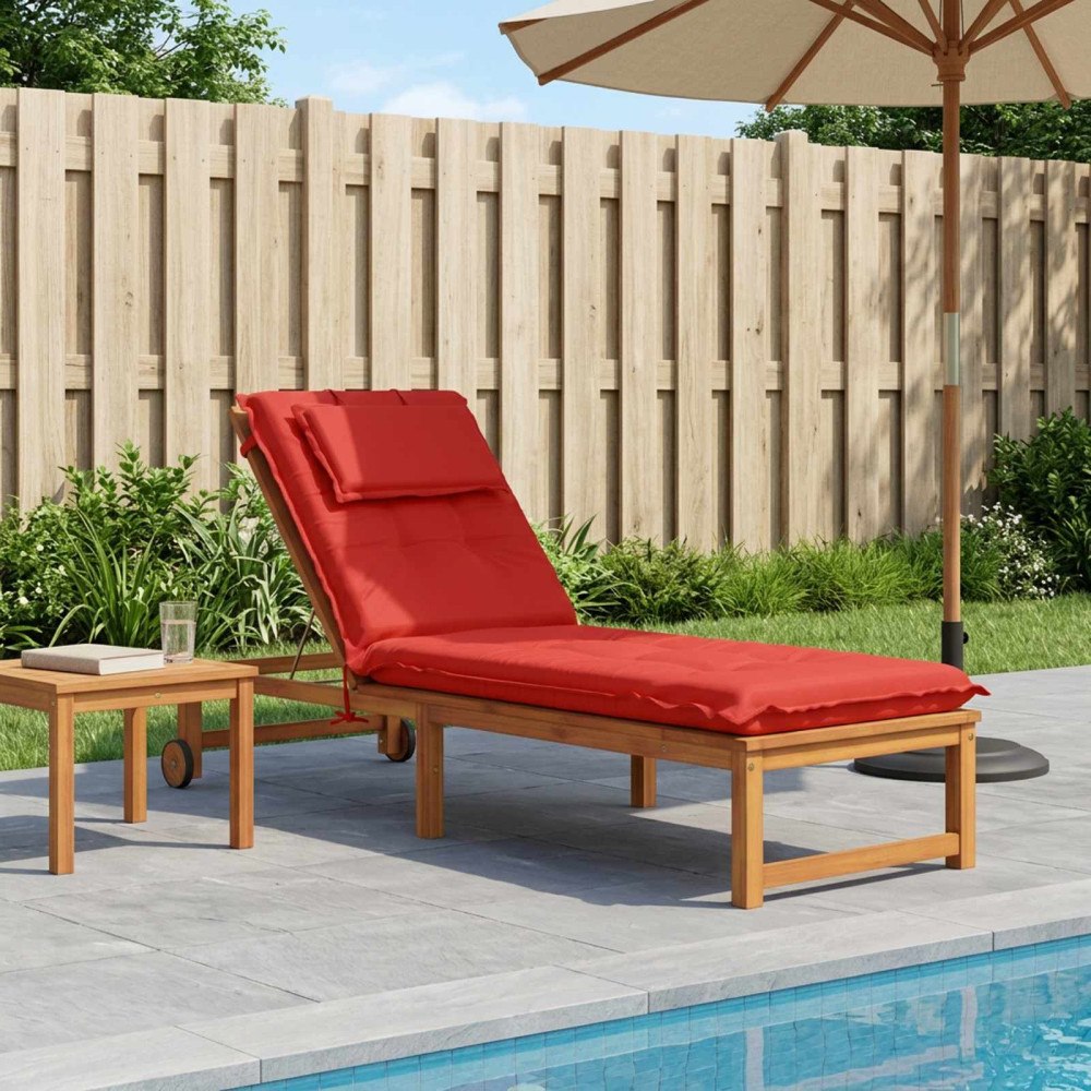 vidaXL Solstol Kudde GEMERT 100% Polyester Röd 190 x 50 x 9 cm