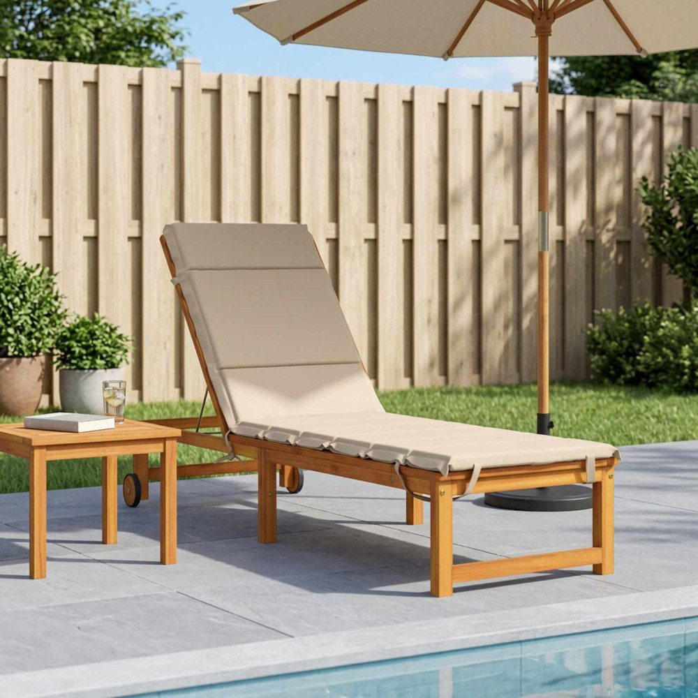 vidaXL Solstol Kudde GEMERT 100% Polyester Gräddvit 200 x 50 x 3 cm