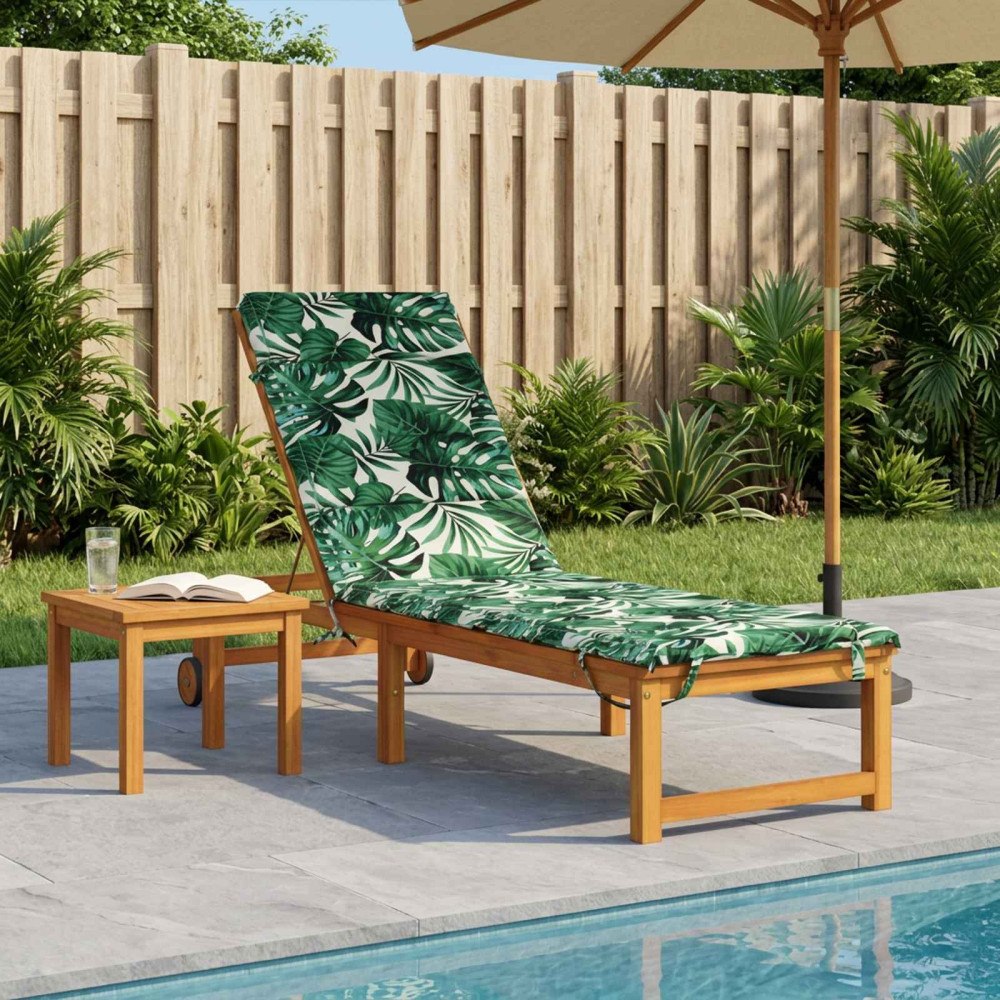 vidaXL Solstol Kudde GEMERT 100% Polyester Bladmönster 200 x 55 x 3 cm