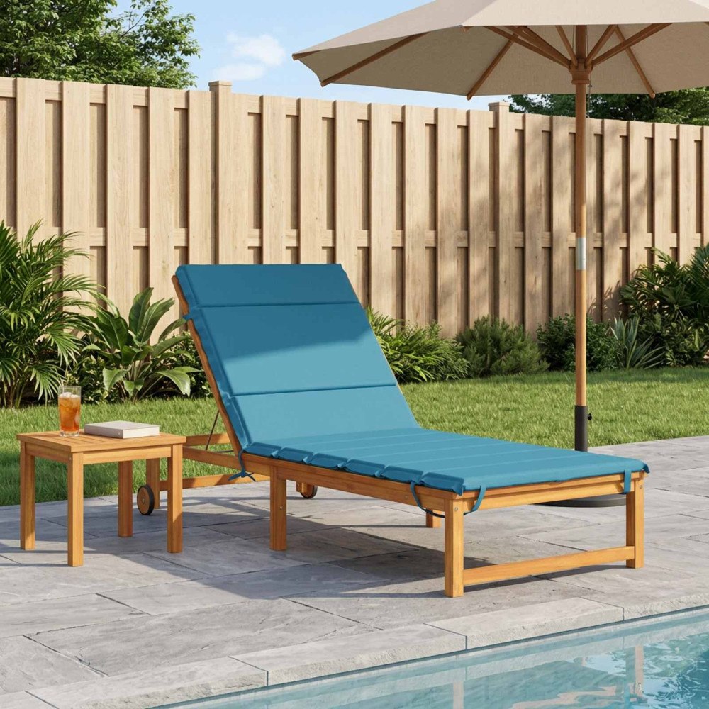 vidaXL Solstol Kudde GEMERT 100% Polyester Ljusblå 200 x 70 x 3 cm