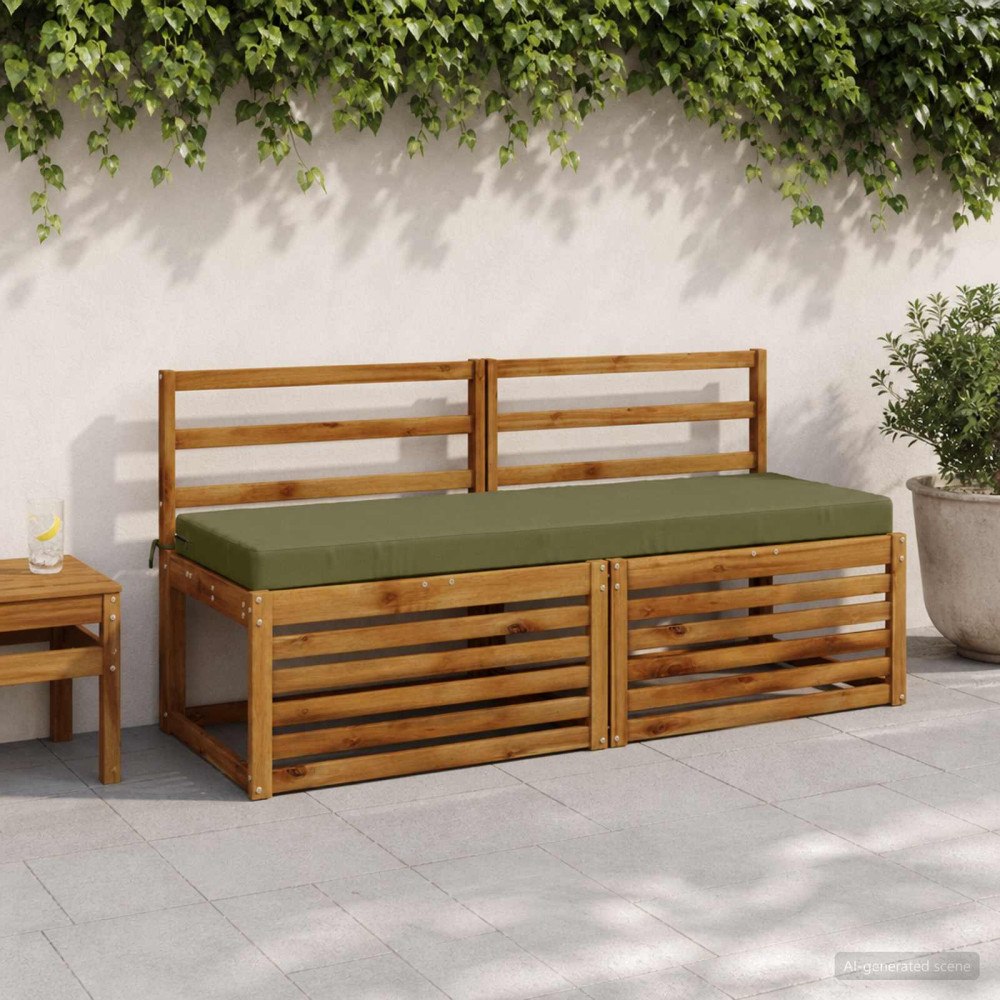 vidaXL Bänk Kuddar SOEST 2 st 100% Polyester Olivgrön 140 x 50 x 8 cm