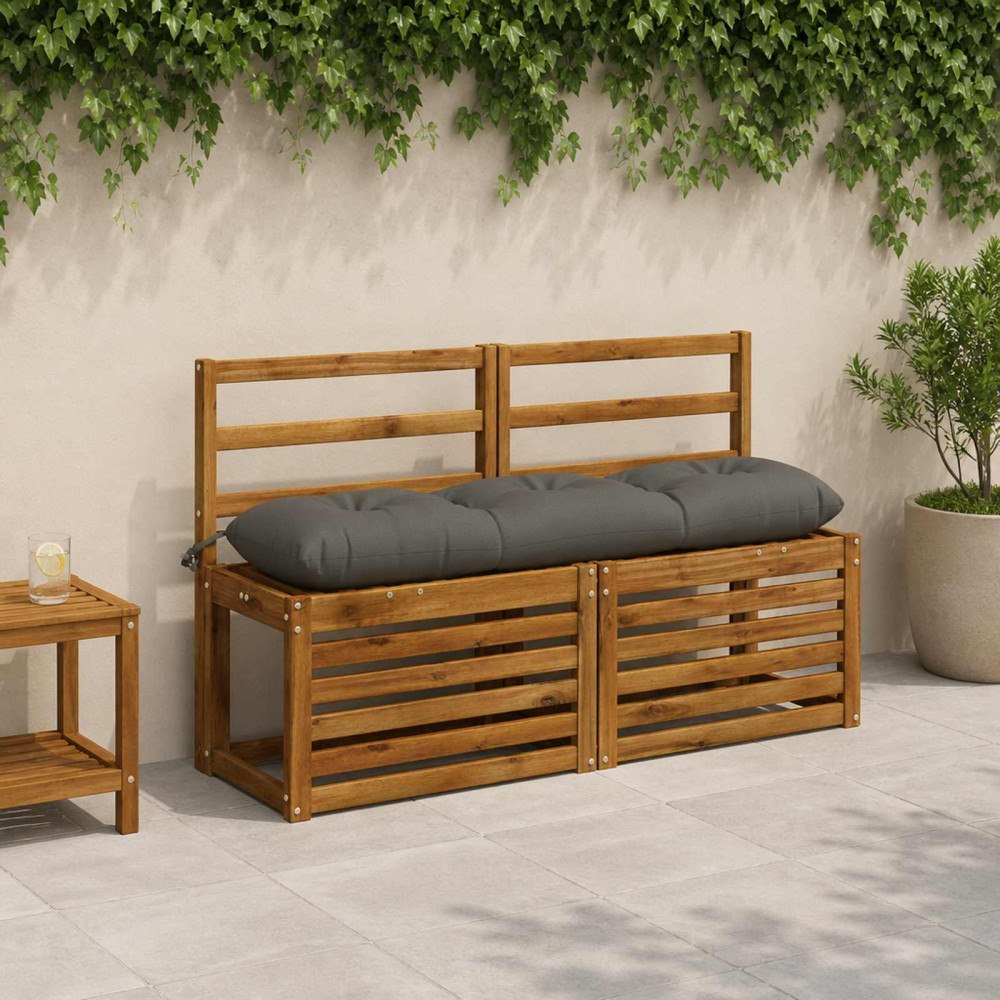 vidaXL Bänk Kuddar VIANEN 2 st 100% Polyester Grå 120 x 30 x 12 cm