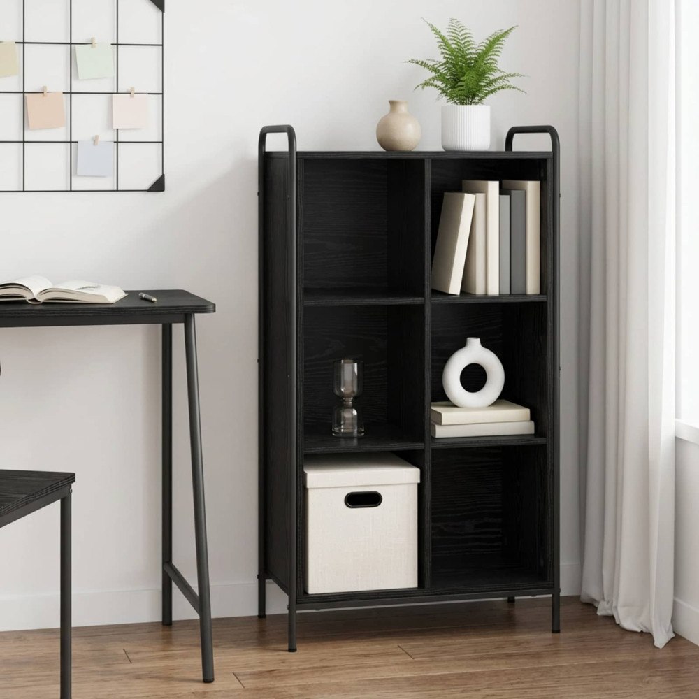 vidaXL Bokskåp 57 x 33 x 111 cm Konstruerat trä Svart ek