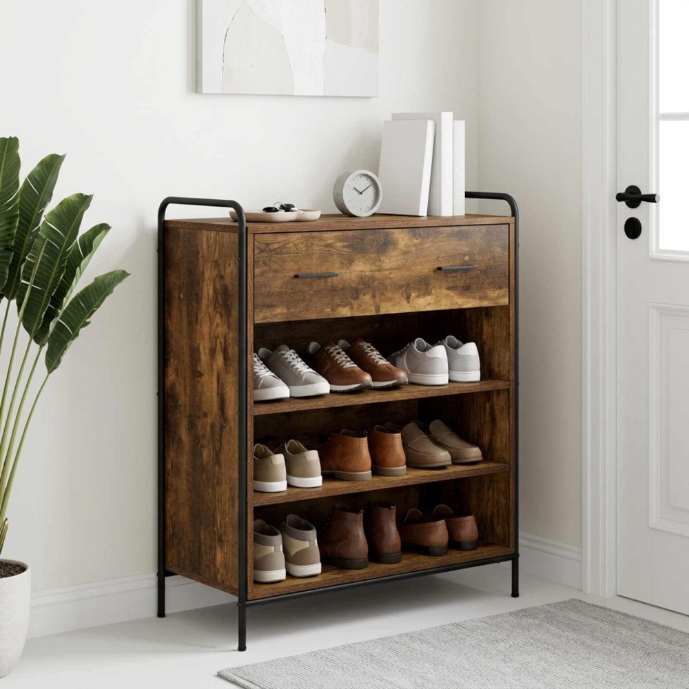 vidaXL Skoskåp 76 x 36,5 x 93 cm Konstruerat trä Rökt ek