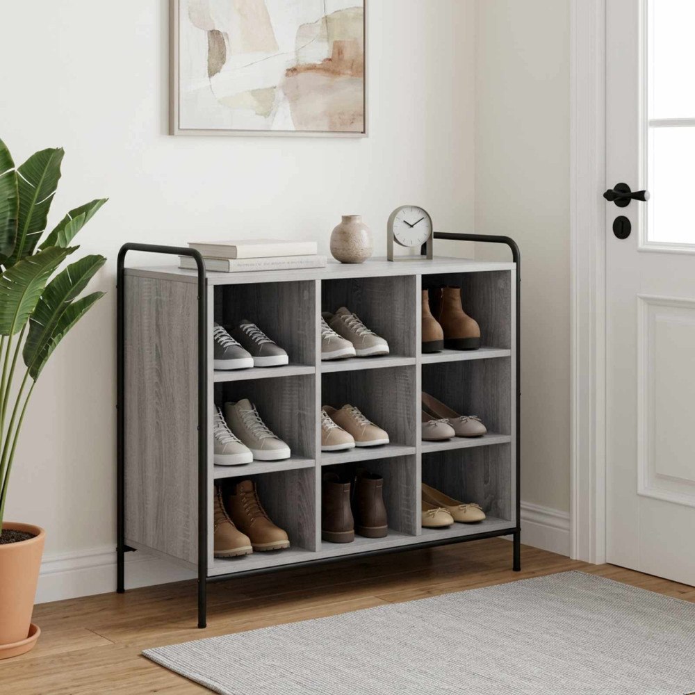 vidaXL Skoskåp 85 x 39,5 x 75 cm Konstruerat trä Grå Sonoma