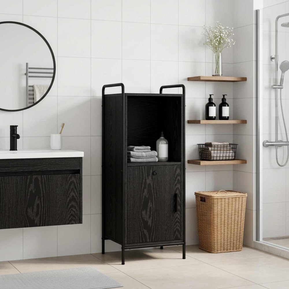 vidaXL Badrumsskåp Svart ek 40 x 36 x 99,5 cm Konstruerat trä
