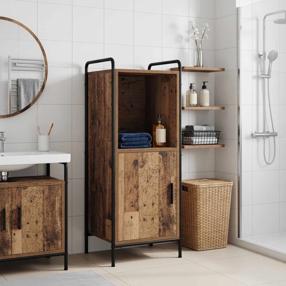 vidaXL Badrumsskåp Gammalt trä 40 x 36 x 99,5 cm Konstruerat trä