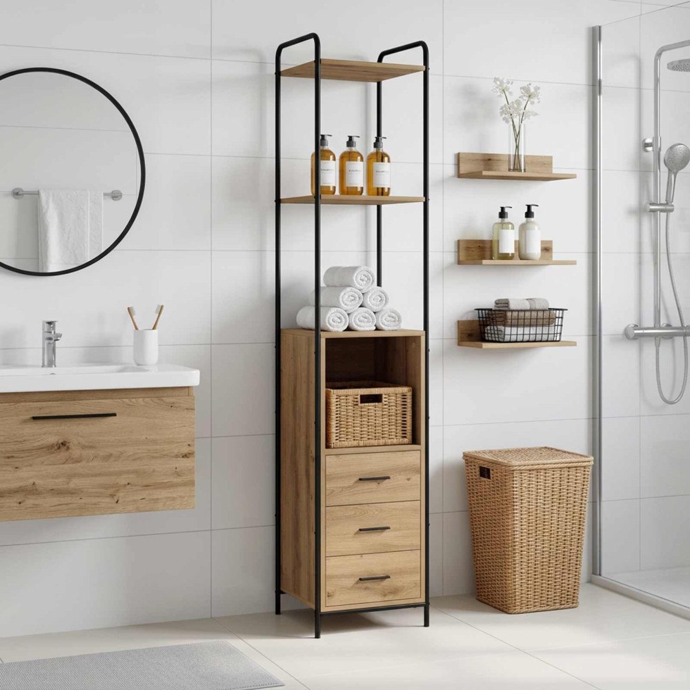 vidaXL Badrumsskåp Artisan-ek 40 x 36 x 200,5 cm Konstruerat trä