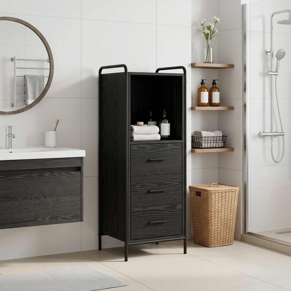 vidaXL Badrumsskåp Svart ek 40 x 36 x 109,5 cm Konstruerat trä
