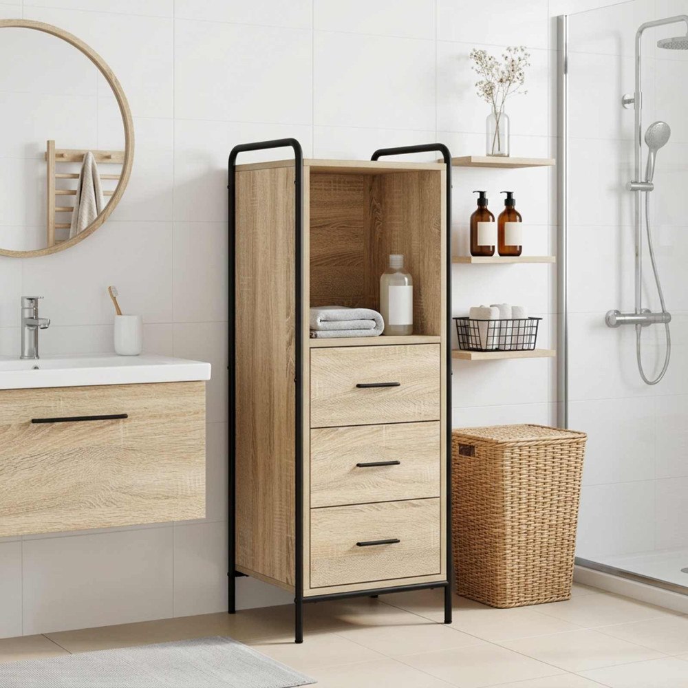 vidaXL Badrumsskåp Sonoma-ek 40 x 36 x 109,5 cm Konstruerat trä