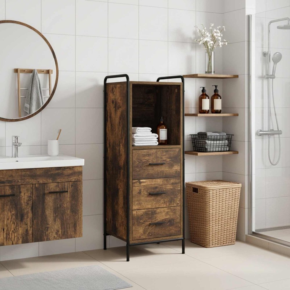 vidaXL Badrumsskåp Rökt ek 40 x 36 x 109,5 cm Konstruerat trä