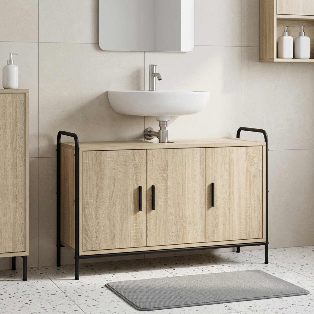 vidaXL Badrumsskåp Sonoma-ek 95 x 34 x 61 cm Konstruerat trä