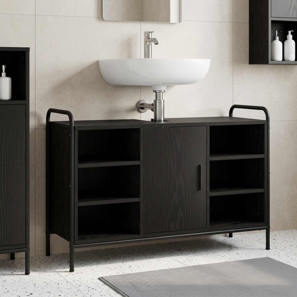 vidaXL Badrumsskåp Svart ek 95 x 34 x 61 cm Konstruerat trä