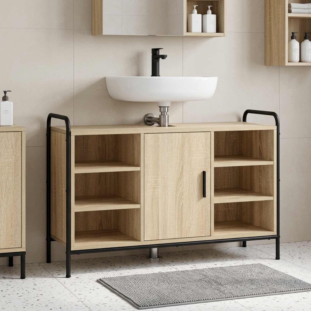 vidaXL Badrumsskåp Sonoma-ek 95 x 34 x 61 cm Konstruerat trä