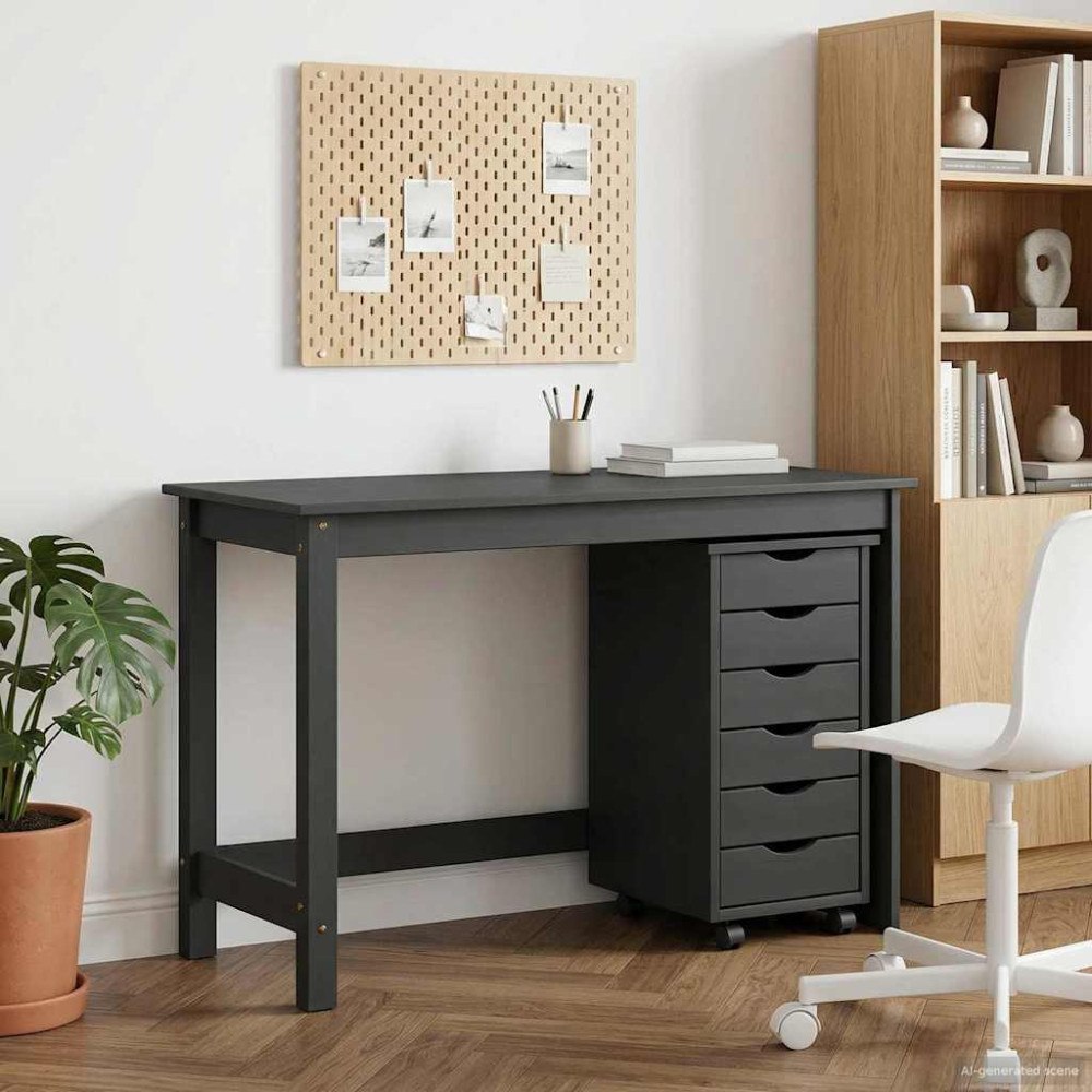 vidaXL Skrivbord och rullskåpsset MOSS 2 st Grå