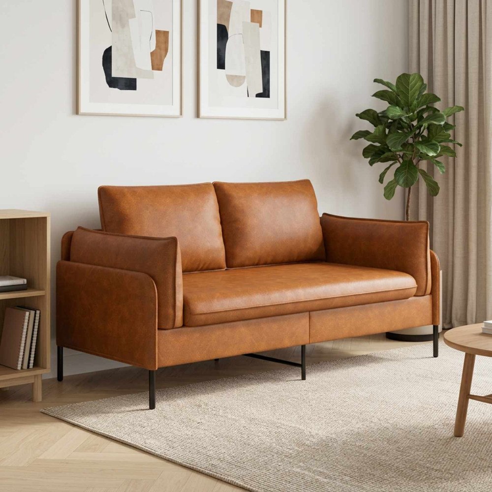 vidaXL 2-sits soffa Brun 188 x 81 x 89 cm Konstläder