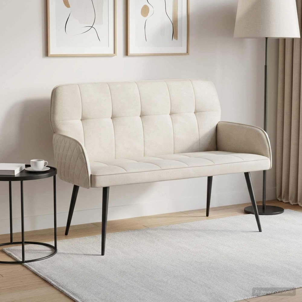 vidaXL 2-sitssoffa med metallben 2-sits Gräddvit Sammet