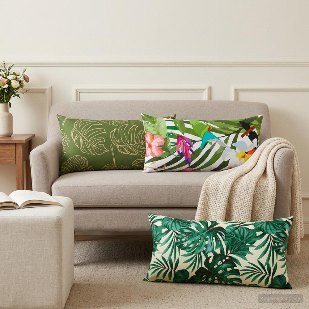vidaXL Kudde med kudde HEERLEN 2 st Bladdesign Polyester