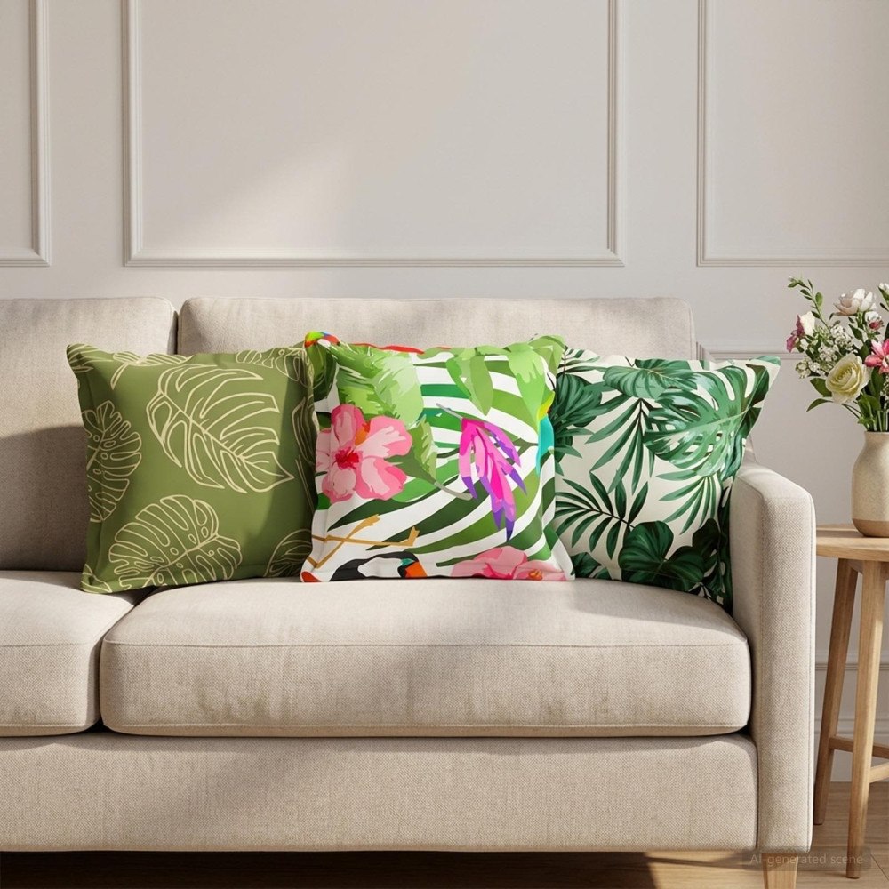 vidaXL Kudde Löv med kudde HOUTEN 2 st Bladmönster Polyester