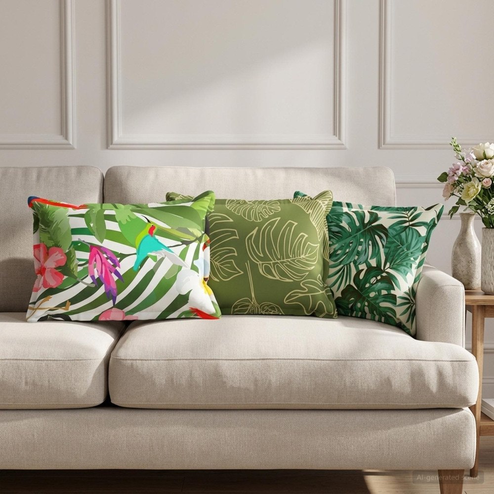 vidaXL Kudde Löv med kudde HOUTEN 6 st Bladdesign Polyester