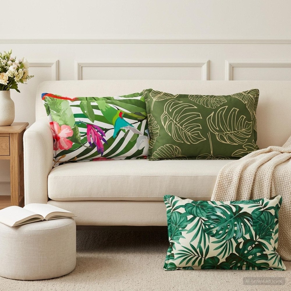 vidaXL Kudde Löv med kudde HOUTEN 2 st Bladmönster Polyester