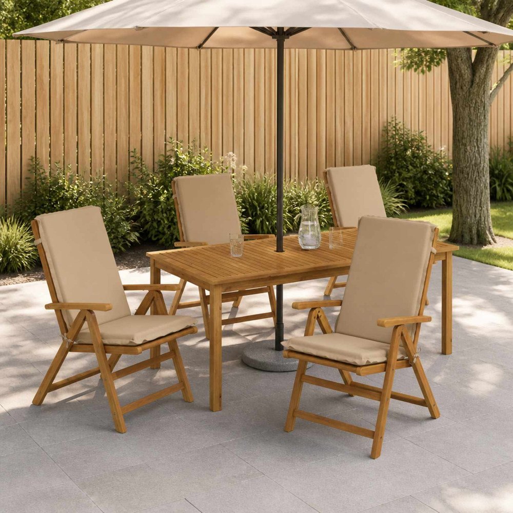 vidaXL Dyna till stol med hög rygg GEMERT 4 st 100% Polyester Sand