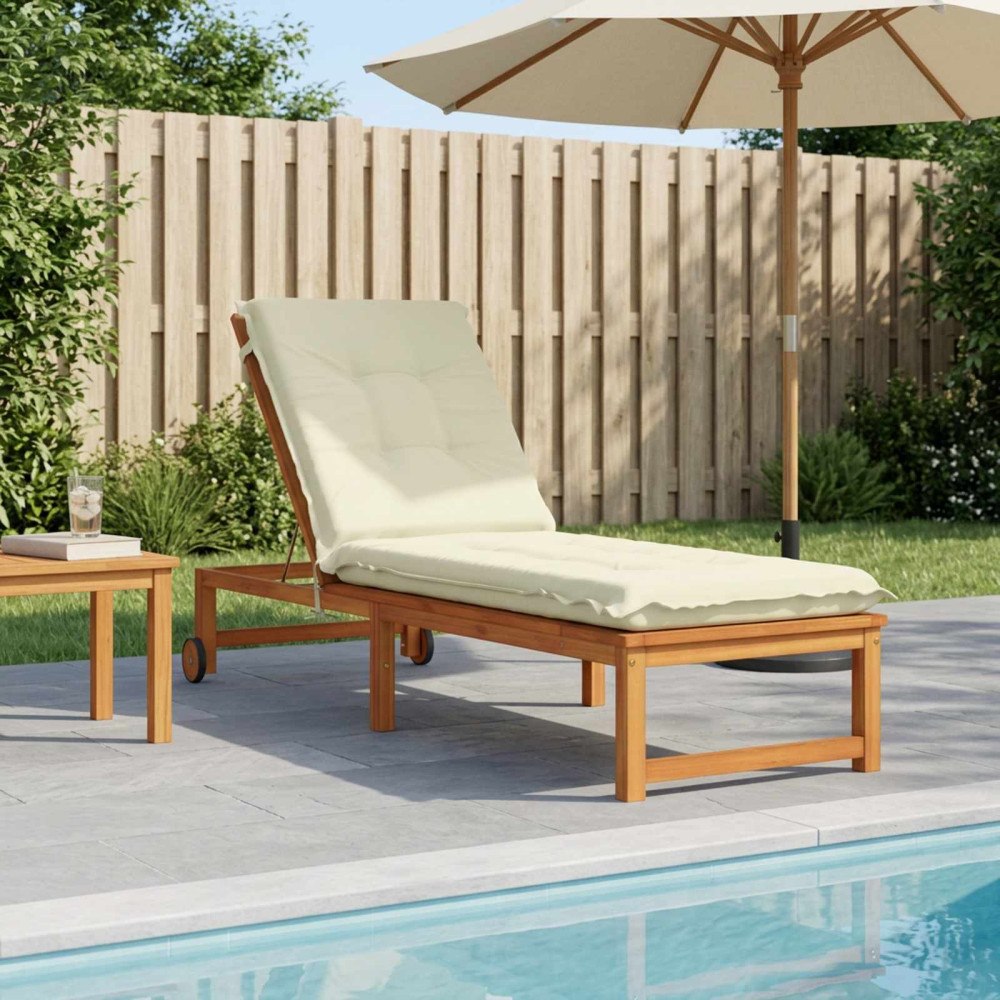 vidaXL Solstol Kudde GEMERT 100% Polyester Gräddvit 190 x 50 x 9 cm