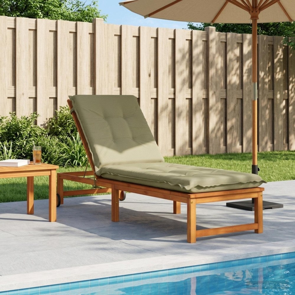 vidaXL Solstol Kudde GEMERT 100% Polyester Ljusgrön 190 x 60 x 9 cm