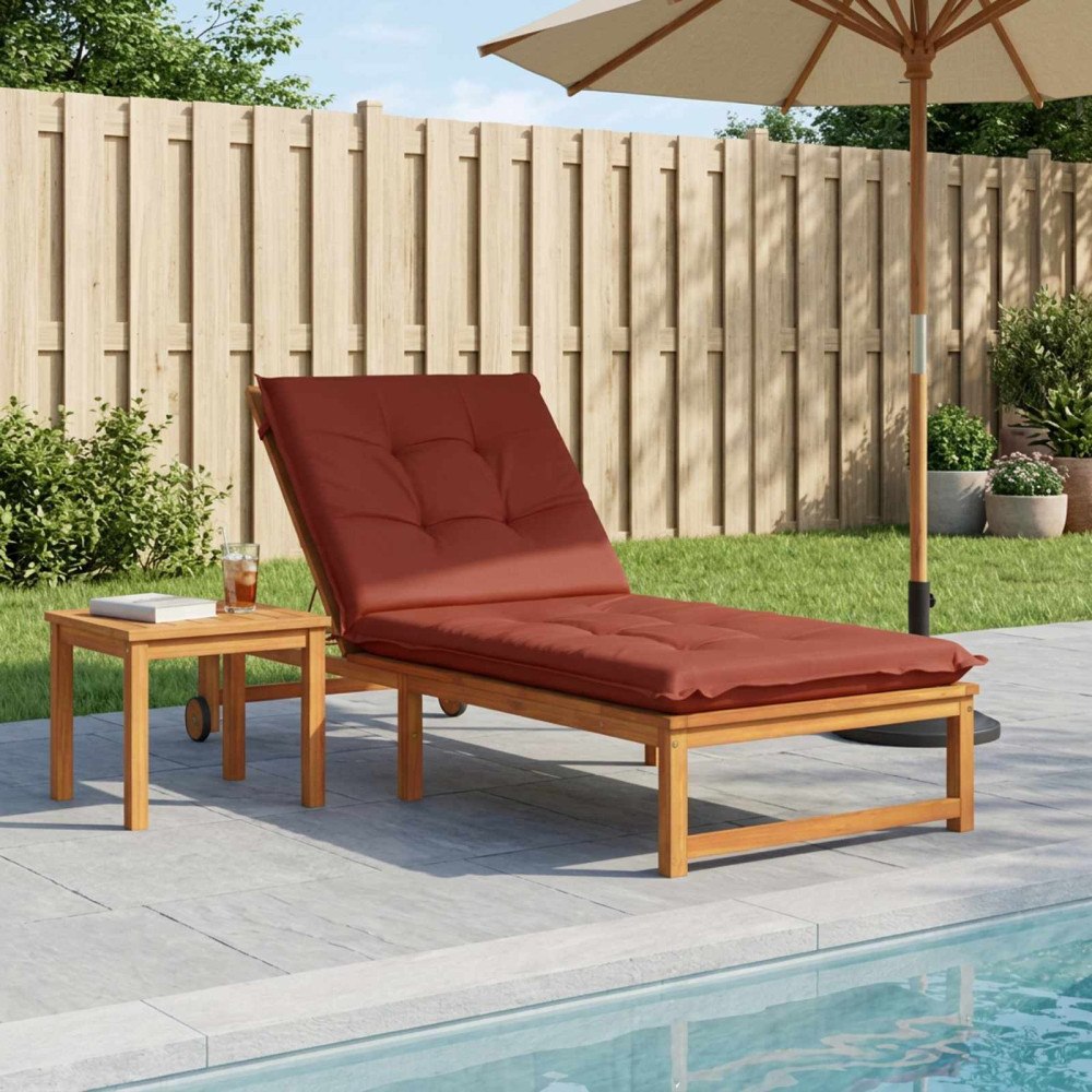vidaXL Solstol Kudde GEMERT 100% Polyester Röd 190 x 70 x 9 cm
