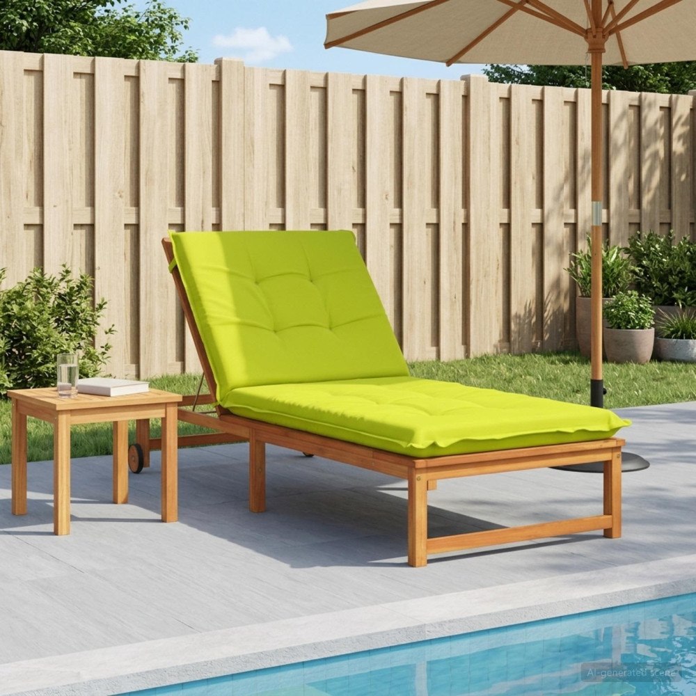 vidaXL Solstol Kudde GEMERT 100% Polyester Klart grön. 190 x 90 x 9 cm