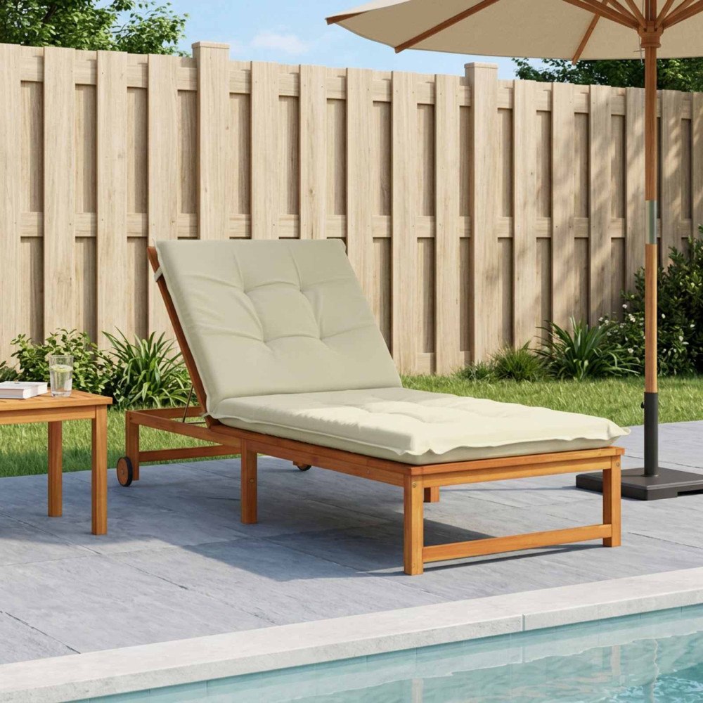 vidaXL Solstol Kudde GEMERT 100% Polyester Gräddvit 190 x 90 x 9 cm