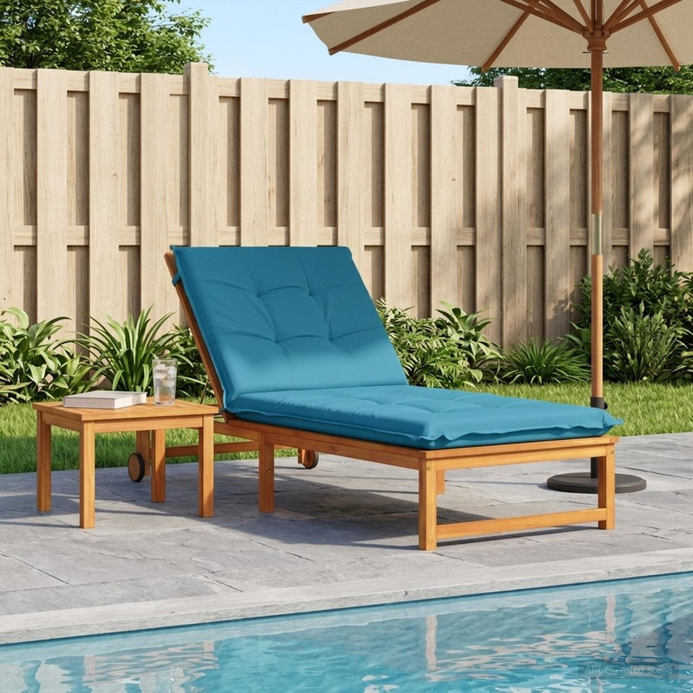 vidaXL Solstol Kudde GEMERT 100% Polyester Ljusblå 190 x 90 x 9 cm