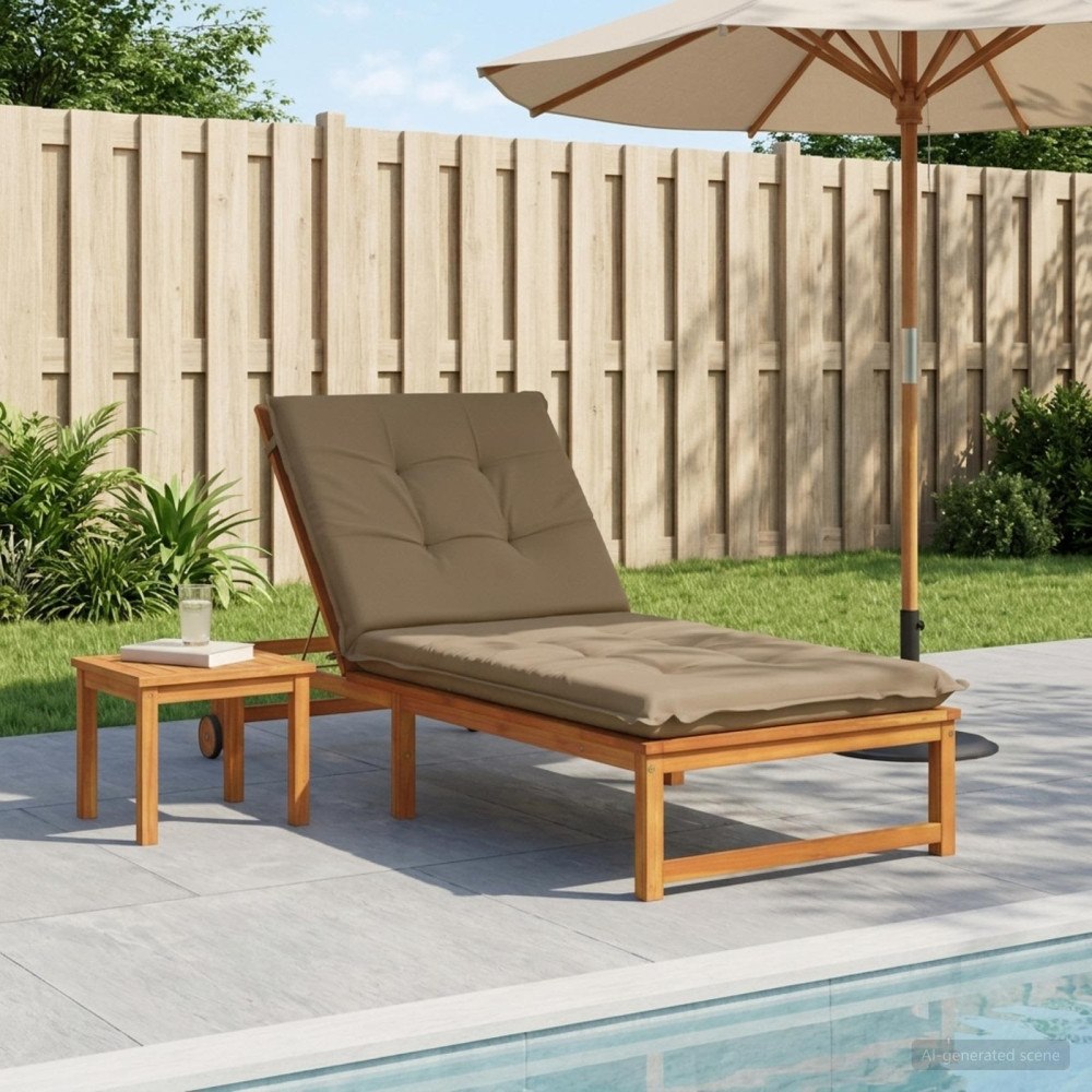 vidaXL Solstol Kudde GEMERT 100% Polyester Taupe 190 x 90 x 9 cm