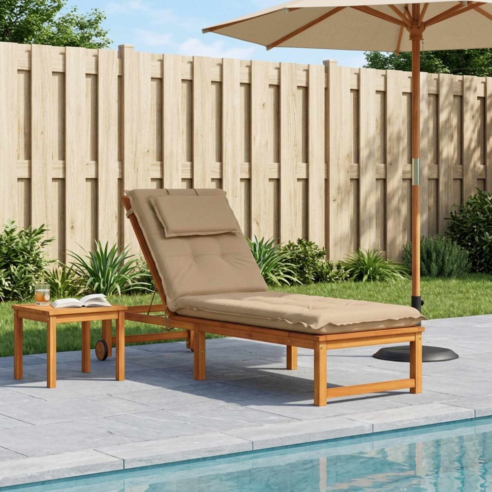 vidaXL Solstol Kudde GEMERT 100% Polyester Sand 190 x 50 x 9 cm